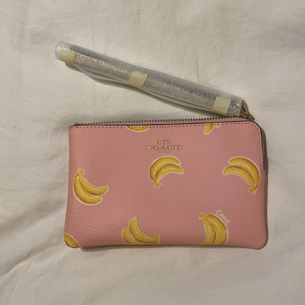 Coach pink banana wristlet
